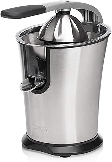 Princess Edelstahl Zitruspresse Master Juicer - professioneller Hebelarm, 160 Watt Motor, Universalaufsatz für Zitrusfrüchte, Fließstopfunktion, 201851