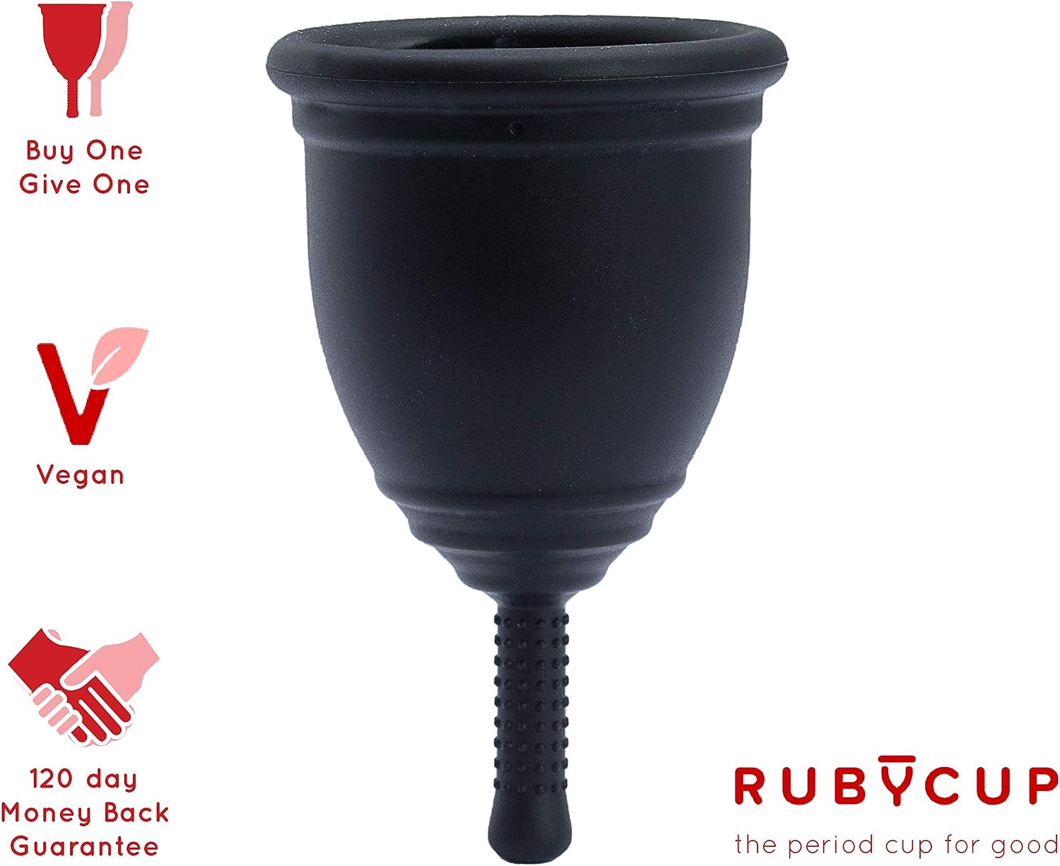 Ruby Cup, Reusable Menstrual Cup, Small (Light Flow), Black, Includes Cup Donation. Perfect for Beginners. Safe - Image 3