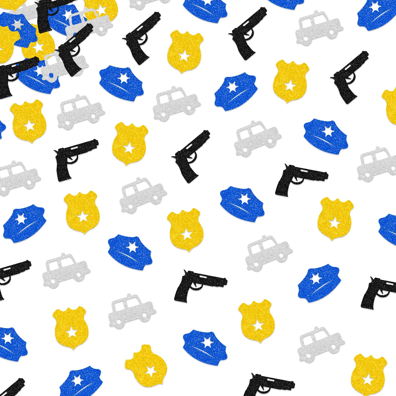 Photo 1 of 150Pcs Policemen Birthday Decorations for Men, Glitter Police Officer Table Decor Confetti, Police Theme Baby Shower/Police Officer Graduation Party Table Decorations
