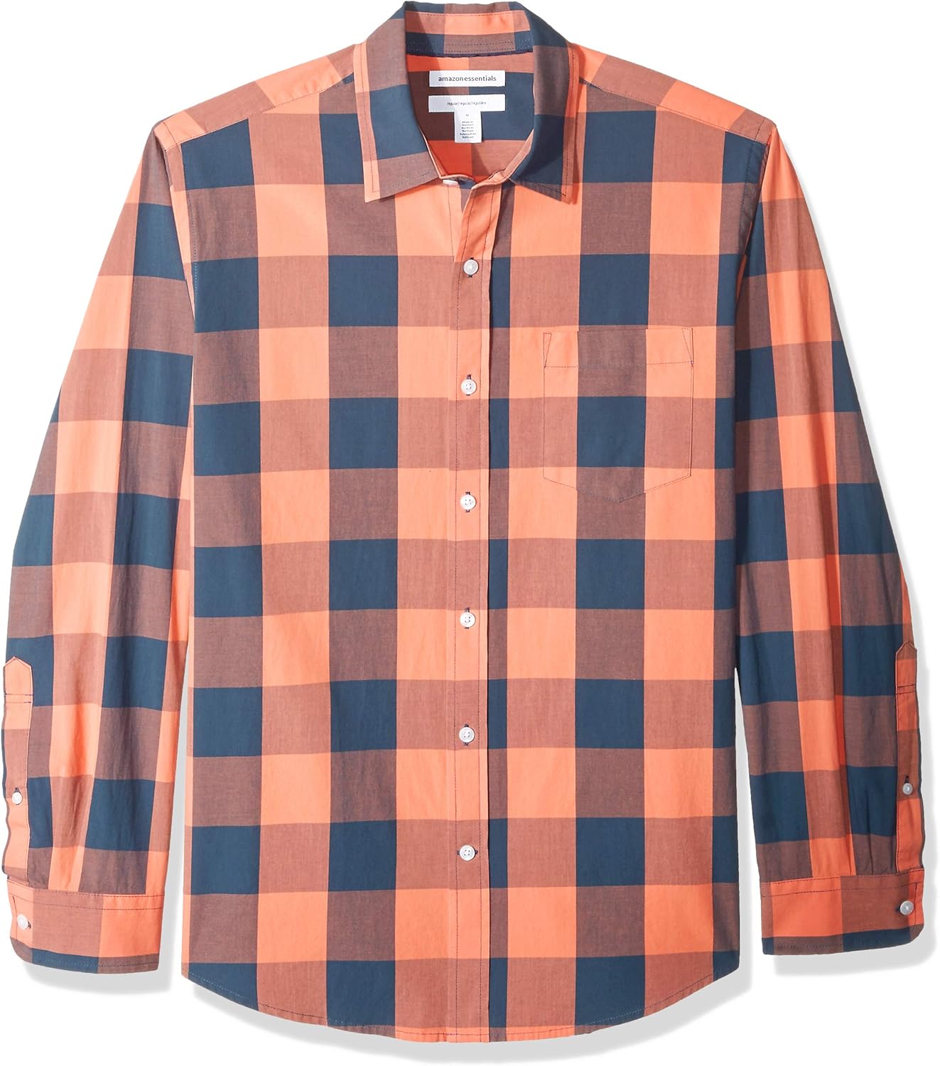 Amazon Essentials Men's Regular-Fit Long-Sleeve Plaid Casual Poplin Shirt