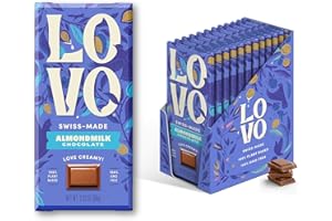 LOVO Almondmilk Chocolate, 100% Plant-based, Vegan, Non GMO, Gluten-Free, Swiss Made. 2.82 oz (Pack of 12)