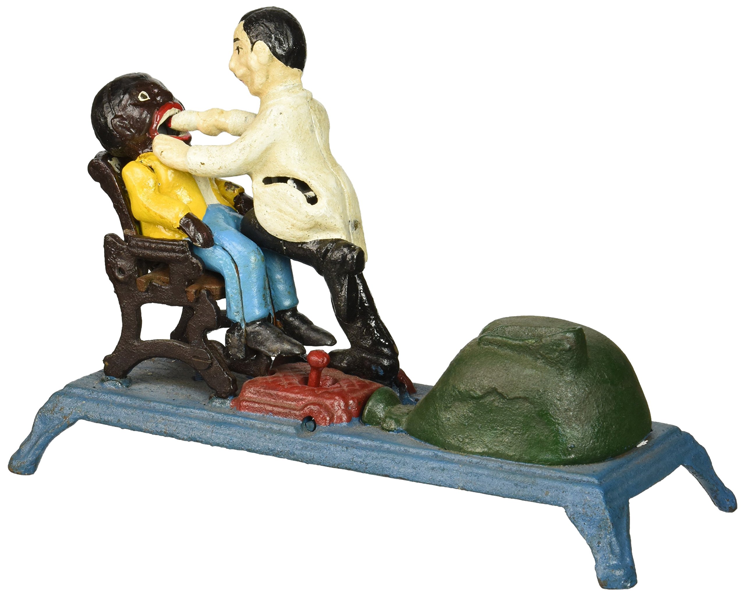 Design Toscano the Dentist Chair, Pulling Teeth Collectors Die-Cast Iron Mechanical Coin Bank