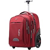 GUANGJUYUAN Rolling Backpack for Women, 22 Inch Backpack with Wheels for Business, College Student and Travel Commuter, Large Backpack on Wheels for Work (red)