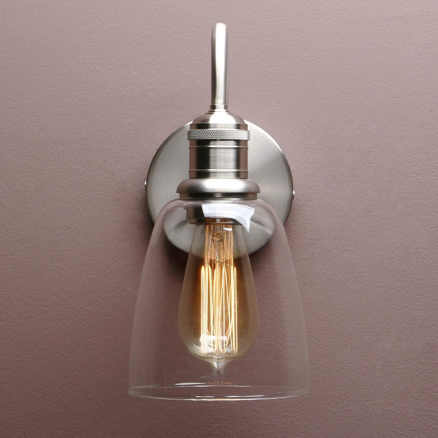 Yosoan Lighting Modern Vintage Industrial Bell Sconce Wall Light Fitting with 5.6” Clear Glass Lampshade - Image 5