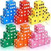Seenelling 36 Piece 19mm Casino Theme Party Dice Sets, Bright Color | Acrylic Large D6 Opaque Dice Bulk, Colorful Six-sided Dice, Board Games Accessories, Birthday Theme Party Supply