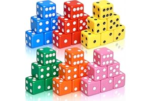 Seenelling 36 Piece 19mm Casino Theme Party Dice Sets Acrylic Large D6 Opaque Dice Bulk for Board Games Birthday Theme Party Supply (Bright Color)