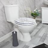 Anika Marble Effect Toilet Seat, Chrome Hinges, Standard Fit 43x37.5cm view 2