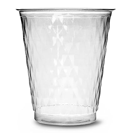 Gobelets jetables - 250 ml - Pochette de 50 - En plastique - Pour fête - Effet diamant