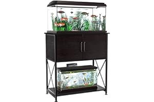 Herture 20-29 Gallon Aquarium Stand Metal Frame Fish Tank Stand with Cabinet Storage, for 20 Gallon Long Aquarium,30.7" L*16.