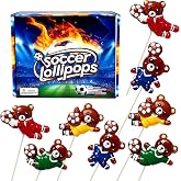 Soccer Bear Suckers, 24ct Individually Wrapped Bulk Lollipops | 4 Assorted Flavors Hard Candy, Sports Team Parties Snack, Game Day Team Treats, Soccer Themed Birthday Decoration