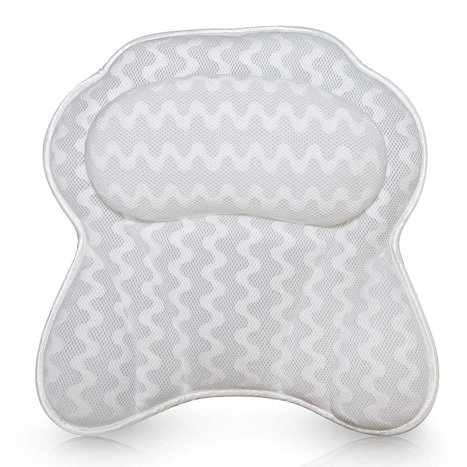 Moyeno Bath Pillow for Bathtub, Luxury Bathtub Pillow For Women Men, Bath Tub Pillow for Back And Head, Ergonomic Comfort Spa Pillow for Straight Back Tub And Neck Head Shoulder Back Support - White : Beauty