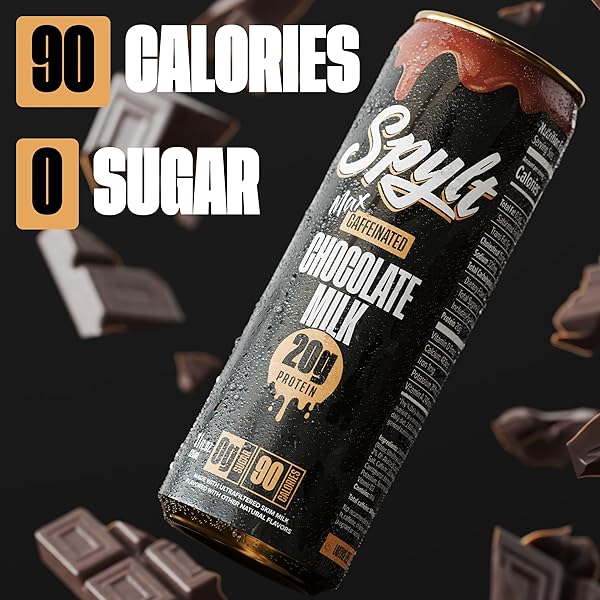 SPYLT HIGH PROTEIN MAX CHOCOLATE MILK WITH 140MG CAFFEINE & 20G PROTEIN – 90 CALORIES, READY TO DRINK, SUGAR FREE, LACTOSE FREE MILK, PERFECT FOR WORKOUT RECOVERY & AFTERNOON PICK ME UP – 12 COUNT