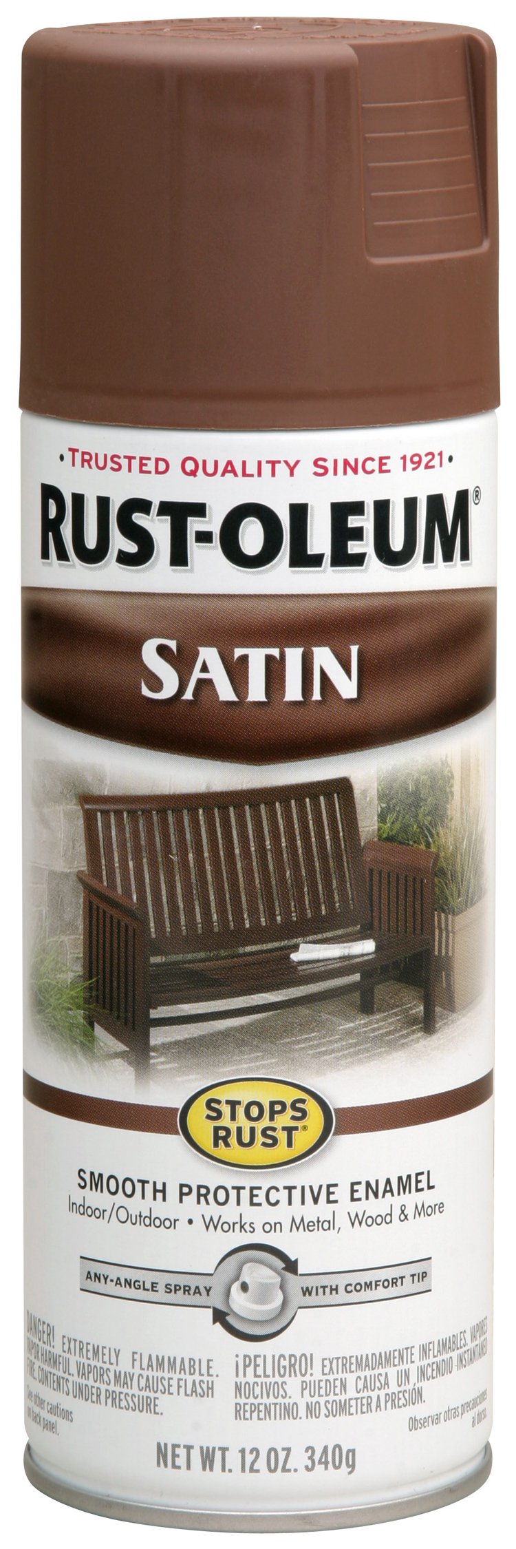 Photo 1 of Rust-Oleum Stops Rust Satin Chestnut Brown Spray Paint 12 oz.