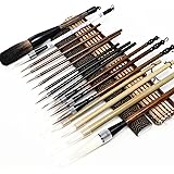 Whaline 18Pcs Chinese Calligraphy Brushes Set with Writing Paper Roll-up Brush Holder Shanlian Hubi Writing Brush Kanji Japan