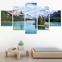SIGNWIN 5 Panel Canvas Wall Art Modern Art Farmhouse/Country Lake Multicolor Nature Photography Relax/Calm for Home Decorations Ready to Hang - 60