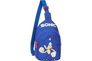 Sonic The Hedgehog Crossbody Bag with Zipped Compartment & Adjustable Strap, Sling Bag Daypack - Gamer Gifts