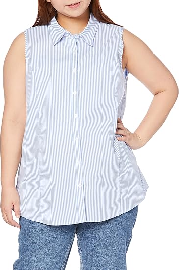 Amazon セシール シャツ ノースリーブシャツ プランプ 大きいサイズ シンプルデザイン レディース Mw 2791 シャツ ブラウス 通販