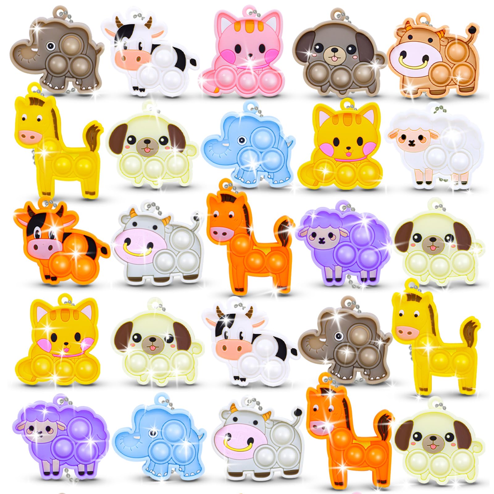 Photo 1 of 30pcs Party Favors for Kids Fidget Toys Bulk Mini Pop Keychain Stocking Stuffers Birthday Carnival Treasure Classroom Prizes Toddler Toys Fidget Pack Stress Relief Toys