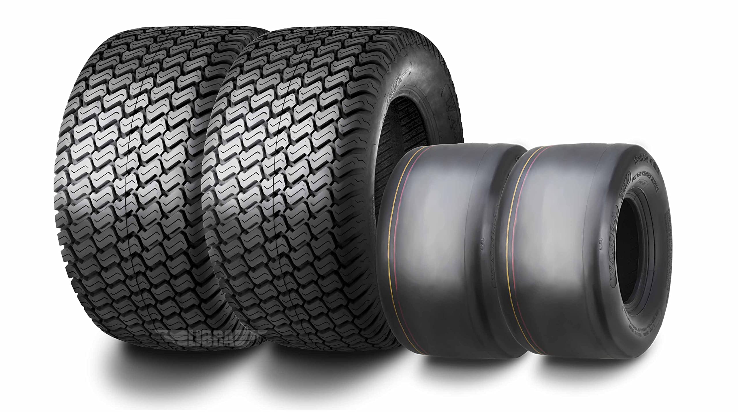 WANDA Set 4 Zero-Turn Lawn Mower Turf Tires 13x6.5-6 Front & 23x9.5-12 Rear /4PR -13207/13047 Image