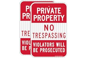 FAITTOO (2 Pack) Private Property No Trespassing Sign, Violators Will Be Prosecuted, 18 x 12 Engineer Grade Reflective Sheeting Rust Free Aluminum, Weather Resistant, Waterproof, Easy to Mount