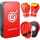 3-in-1 Boxing Gloves Punching Mitts Kick Pack Set for Kids, Kids Boxing Set | Curved Boxing Mitts Focus Pads, Adjustable Taekwondo Kick Pad, Gloves for Kicking Karate Kickboxing Muay Thai MMA Training