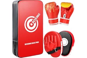 YORWHIN 3-in-1 Boxing Gloves Punching Mitts Kick Pack Set for Kids, Curved Boxing Mitts Focus Pads, Adjustable Taekwondo Kick Pad, Gloves for Kicking Karate Kickboxing Muay Thai MMA Training