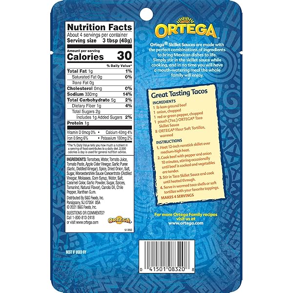 ORTEGA TACO SKILLET SAUCE, 7 OUNCE