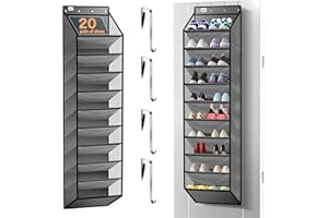Kotkn 10 Tier Over The Door Organizer - Heavy Duty Hanging Storage Rack with Sturdy Oxford Fabric, Holds 20+ Pairs of Footwear, Boots & Sneakers, Saves 50% Closet Space (Gray)