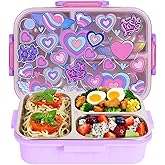 Stainless Steel Bento Lunch Box for Kids, 800ml/27oz BPA-Free Leak-Proof Food Containers with 3 Compartments, Freezer & Dishwasher Safe, Back to School Students Lunches Size for Ages 3-7