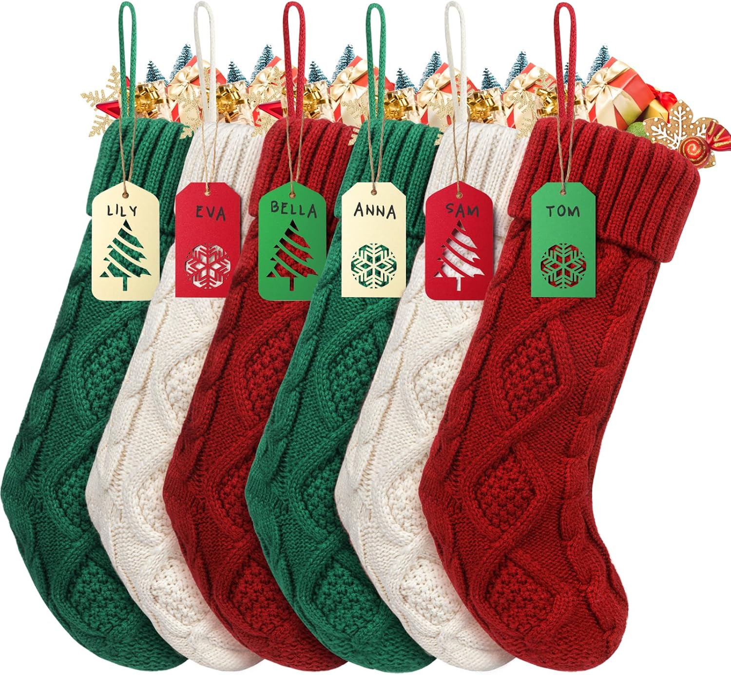 Stockings & Holders - HOMEBROS Christmas Stockings, Personalized Family Christmas Stockings with Name Tags 18