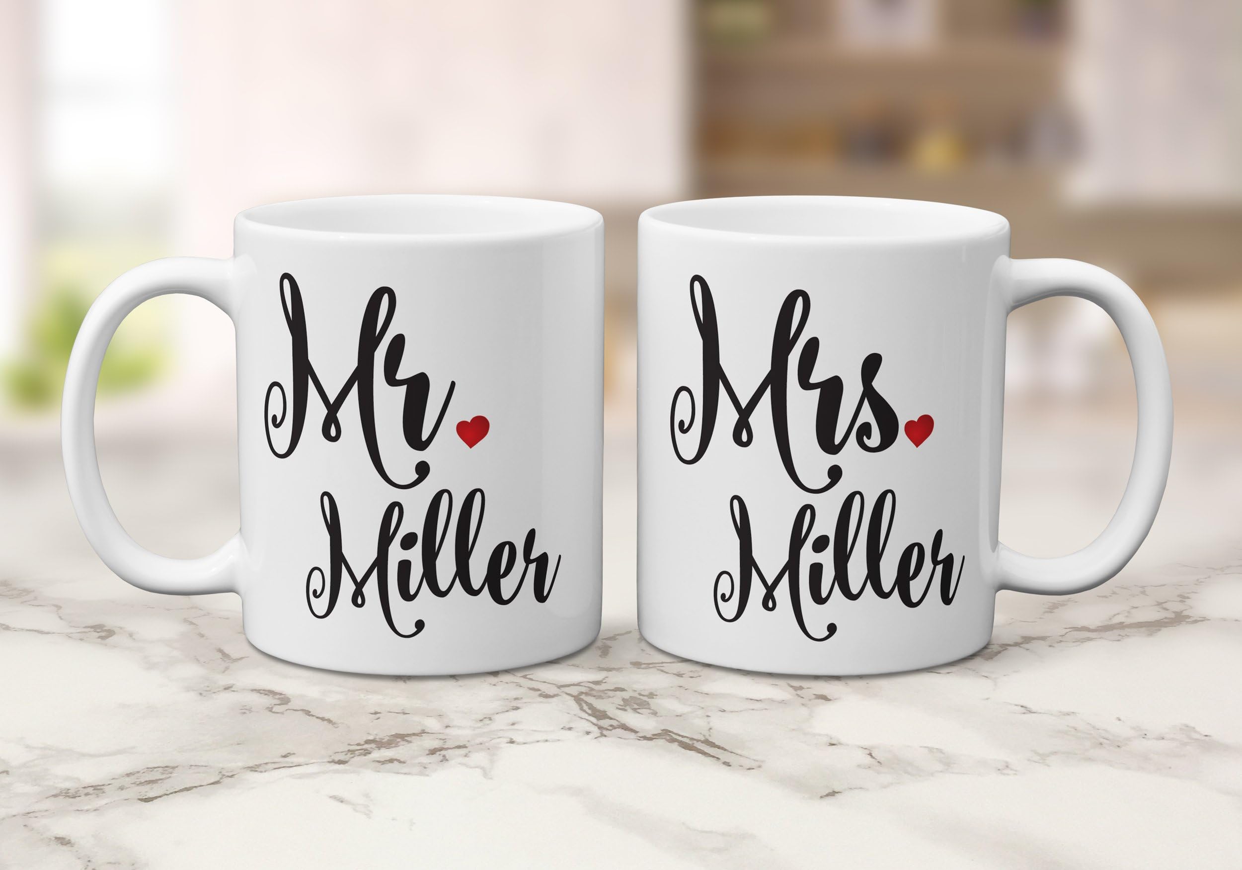 Wedding Gift - Personalized Mr and Mrs Mugs - Bride to be, Couple Gift, 11oz Ceramic Mug with Mr and Mrs Lastname, Groom and Bride Mugs, Engagement Party Gift, Anniversary Gift, Bridal Shower Gift