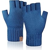 Oliumt Winter Fingerless Gloves for Men Women,Warm Knitted Half Finger Gloves Driving Working Biking for Cold Weather