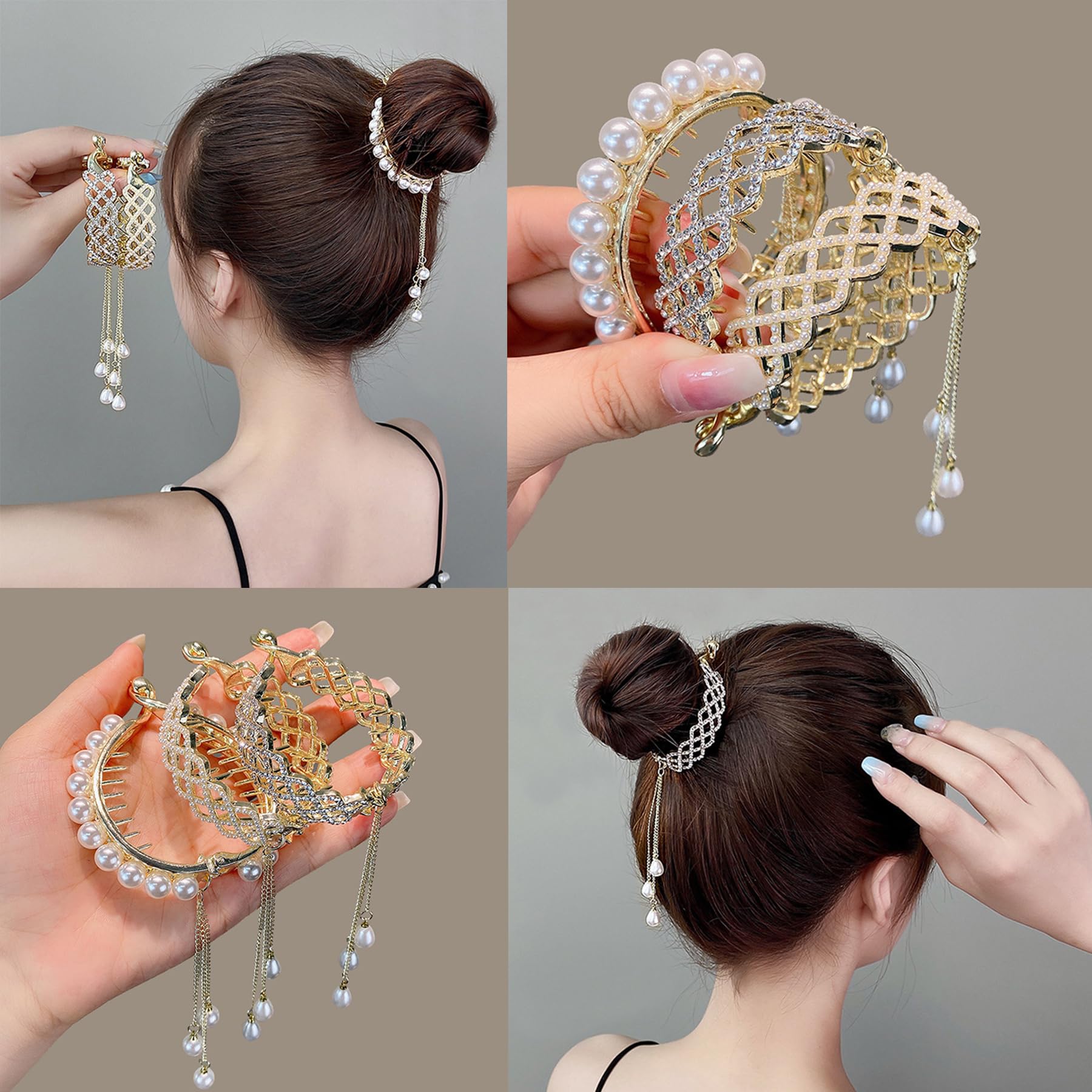 Photo 1 of 3PCS Pearl Ponytail Hair Accessories Hair Claws Clip French Style Hair Barrette Non Slip Jaw Banana for Women 061