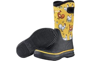 HISEA Women Mud Boots, Neoprene Rubber Garden Shoes Waterproof Mid Calf Rain Boots for Outdoor