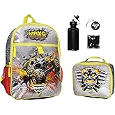INTIMO Monster Jam MAX-D Monster Truck 5 PC Backpack Lunch Box Water Bottle Icepack Charm 16"