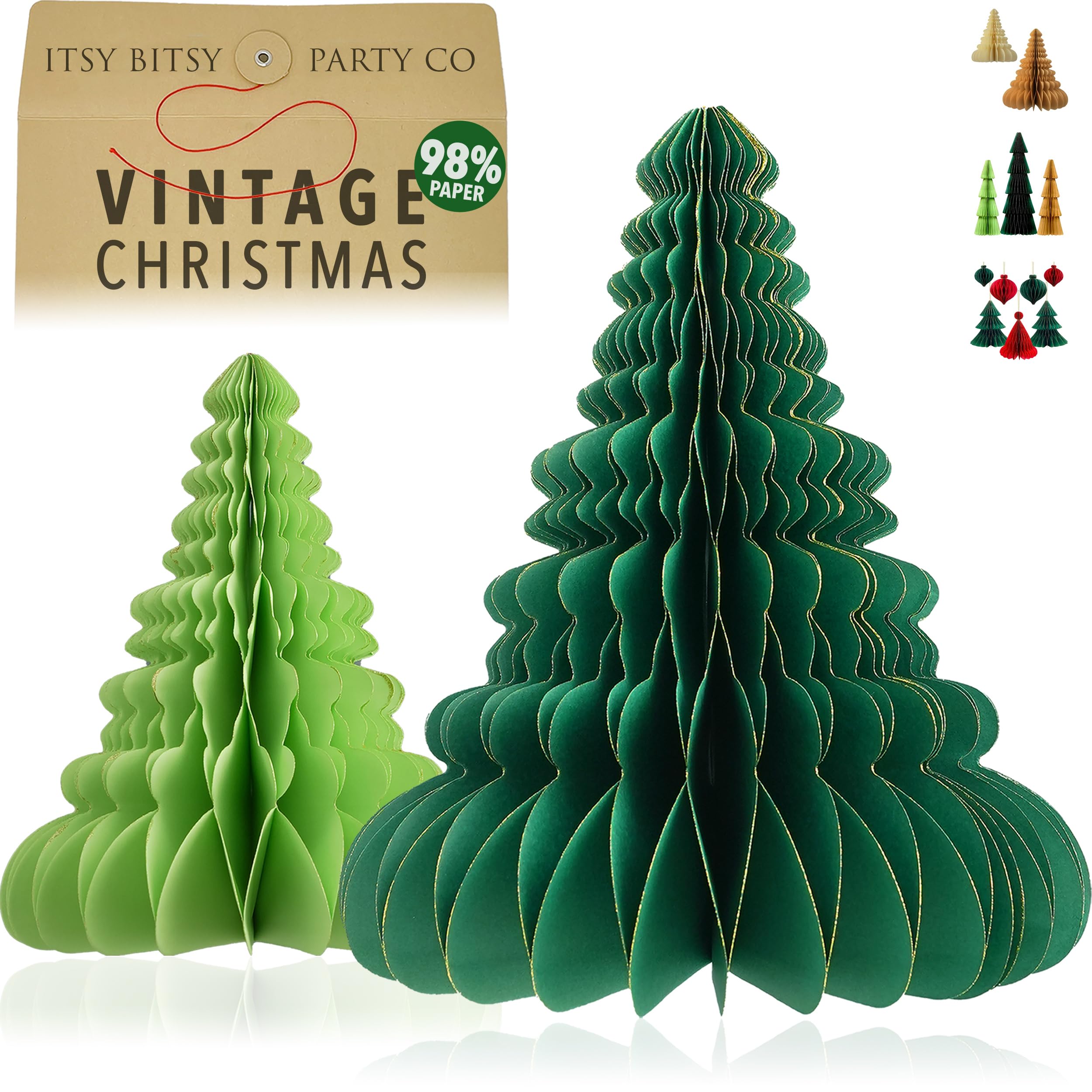 Premium Reusable Christmas Decorations - Christmas Table Decorations/Xmas Home Decor - Paper Christmas Decorations Indoor - Hanging Christmas Decors (Xmas Trees (green))
