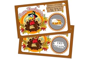 GMEMNOV Thanksgiving Scratch Off Game Cards - 36PCS Find The Pumpkin Pie to Win Scratch Off Cards Fall Festival Turkey Raffle Card Thanksgiving Activities for Groups Family