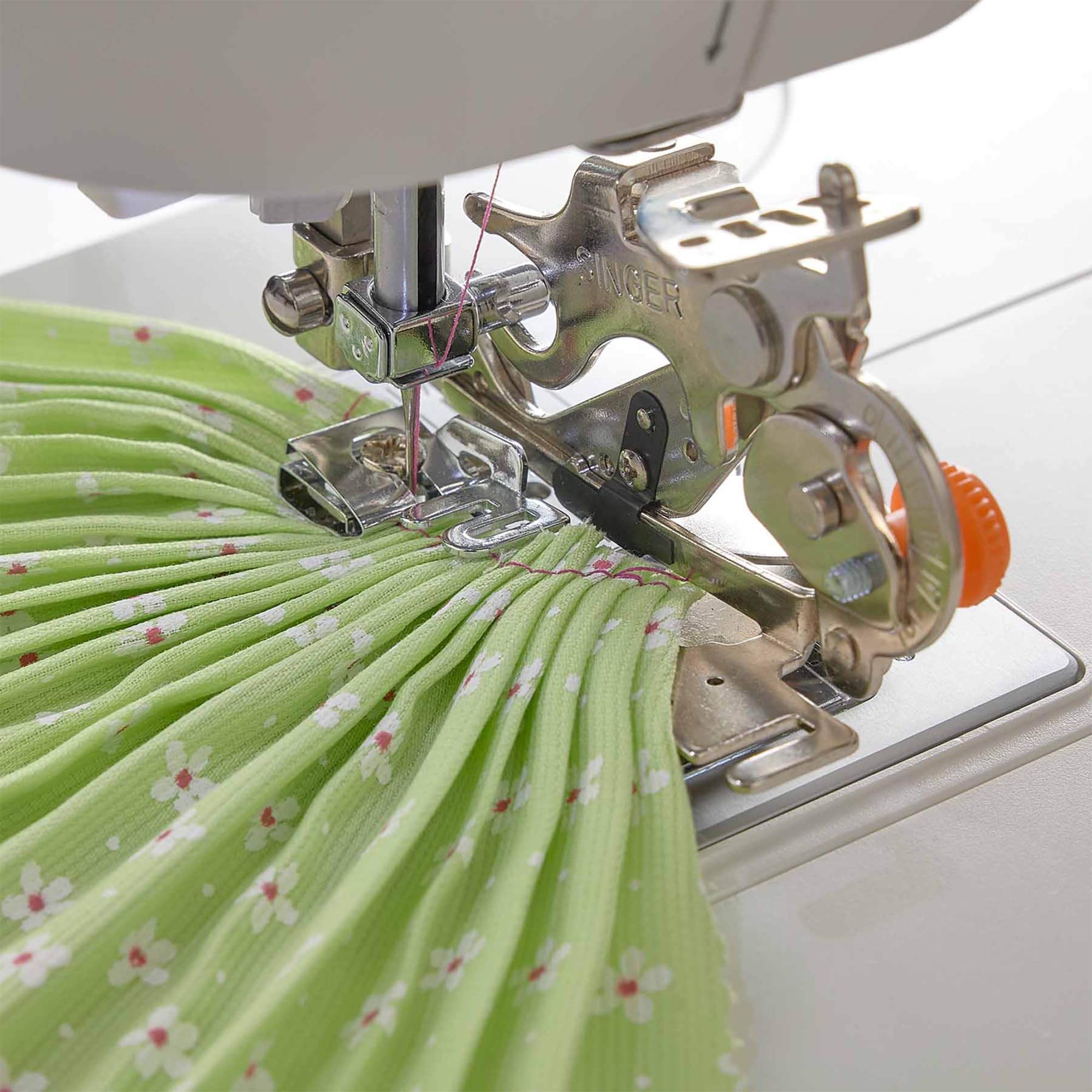 Singer | Ruffler Attachment Presser Foot, Perfectly Spaced Pleats/Gathers, Easily Adjust Closeness & Depth, Light to Medium Fabrics - Sewing Made Easy, Silver