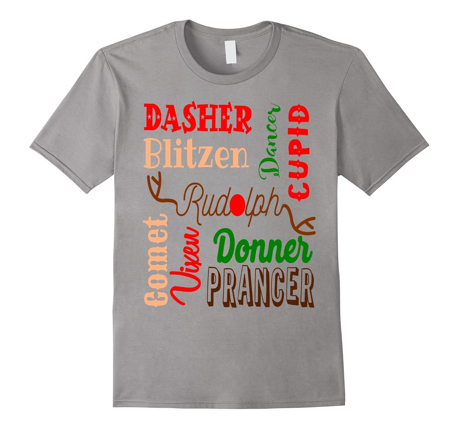 Santas Reindeer Names Christmas Shirt Holiday Xmas-ANZ