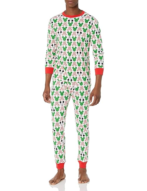 Amazon Essentials Disney | Marvel | Star Wars Men's Snug-Fit Pajama Sleep Sets, Mickey Holiday - Mens Snug-fit, X-Large