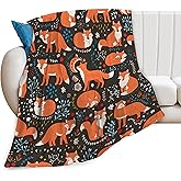 Xgidkew Cute Fox Animal Print Fleece Throw Blanket, 40"x50", Fox Color, Lightweight, All Seasons, Funny Theme, Perfect for Kids, Adults, Napping, Traveling