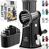 Zulay Kitchen Rotary Cheese Grater 5 Blade Cheese Shredder - Manual Hand Crank Cheese Grater With Reinforced Suction & 5 Inte