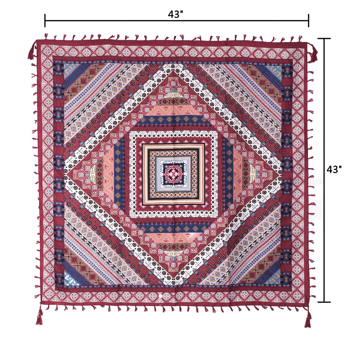 EVRFELAN Women Boho Scarf Tassel Shawl Tapestry Tablecloth Beach Towel Picnic Throw Wall Hanging Yoga Mat Ladies Cotton Scarves by Popular Handicrafts (Red2)
