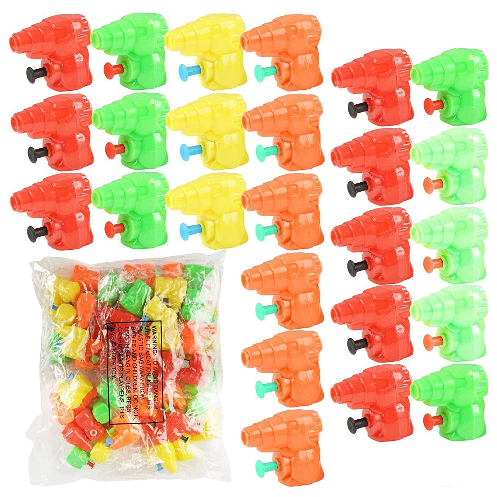THE TWIDDLERS Pack of 50 Mini Water Guns - Assorted Colours Small Toy Pistols - Ideal indoor games for kids for hours of play and entertainment