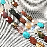 Natural Stone Beads Oval Faceted Beading agates Crystal Scattered Stone Beads 12X16mm 7.9 inch 2 Strands for Jewelry Making DIY Necklace Bracelet Accessories