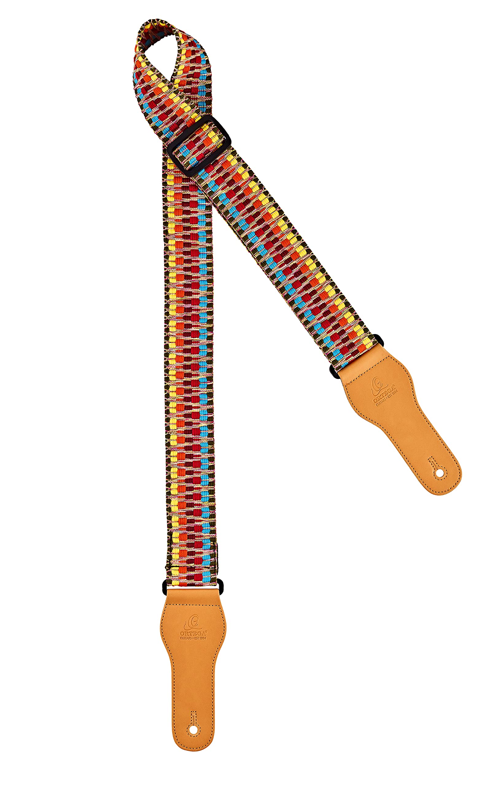 Ortega Guitars Adjustable Guitar Strap – Acoustic Guitar / Bass, Electric Guitar / Bass – Creative Series – Cotton, 70's Psycho (OCS-520)