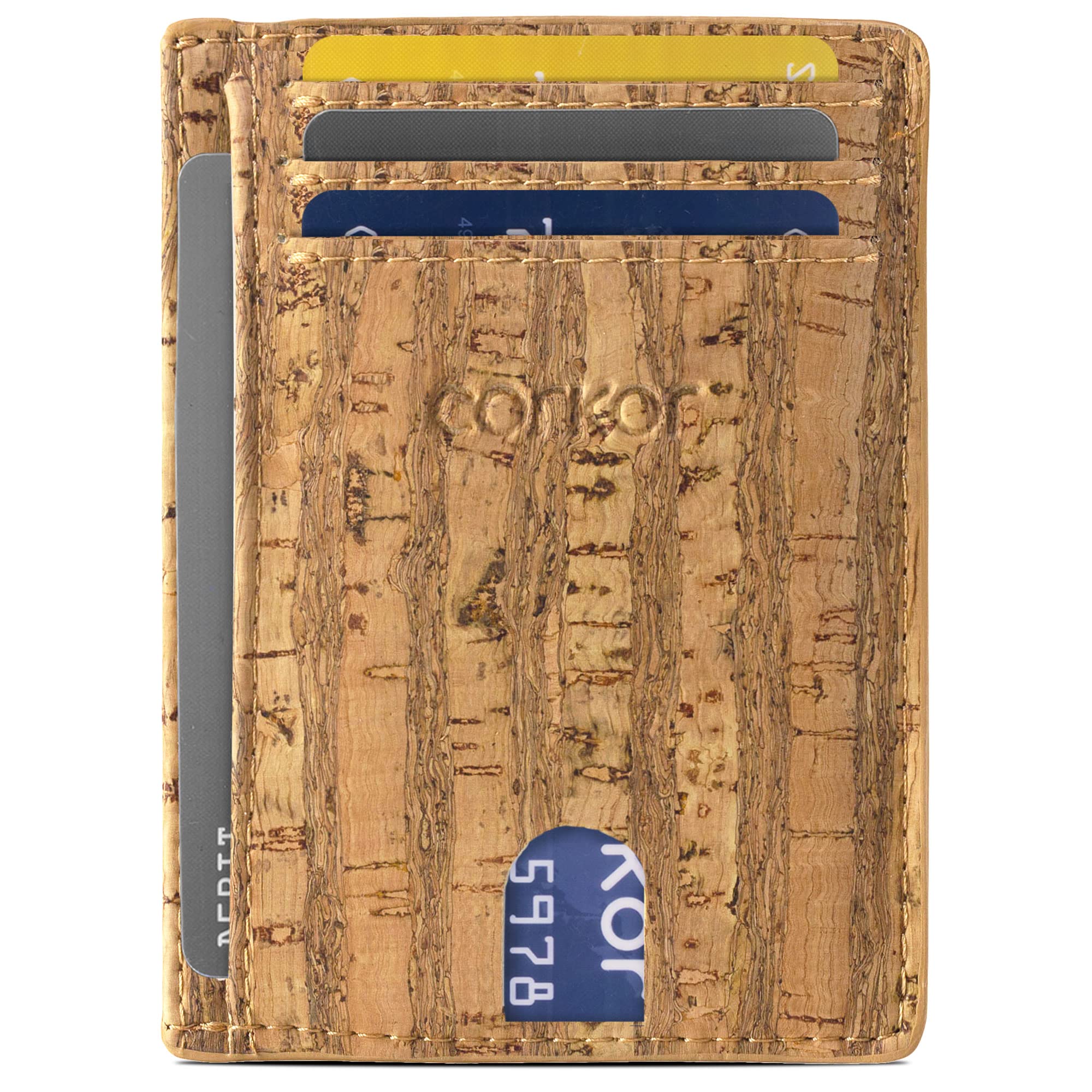 Corkor Cork Front Pocket Wallet – Cork Wallet - Vegan Leather – Cruelty Free - Eco Friendly Zebra