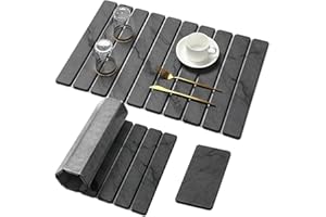 Large Stone Dish Drying Mat for Kitchen Counter,2 PCS Quick Dry Stone Dishes Mats,Foldable Water Absorbing Diatomaceous Earth