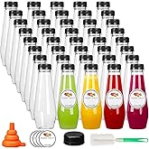 Moretoes 40pcs 12oz Juice Bottles, Empty Plastic Juicing Bottles with Caps, Cone Reusable Clear Bulk Beverage Containers for Juicing, Drinking, Milkshake, Tea and Other Beverages