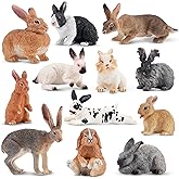 TOYMANY 12PCS Easter Bunny Rabbit Figures Hare Figurines Farm Animals Rabbit Model Toys Christmas Birthday Decorations Gift C